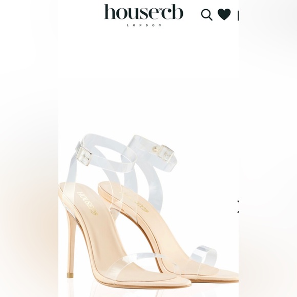 HOUSE of CB Ghost CLEAR STRAPS BEIGE LEATHER SANDALS size 39 (8.5) new no box - Picture 3 of 5